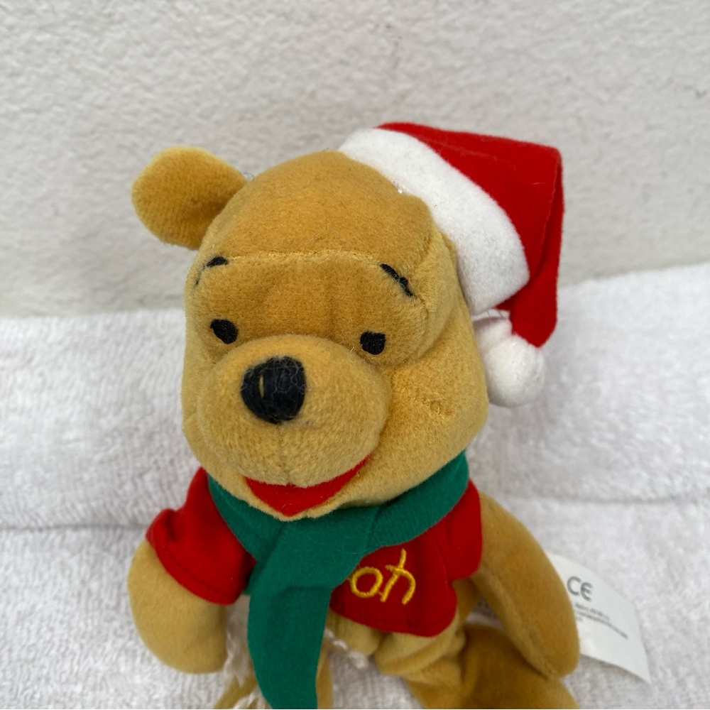 Vintage Disney Winnie The Pooh Santa Hat Scarf Small Plush Kids Collectible - Picture 5 of 11